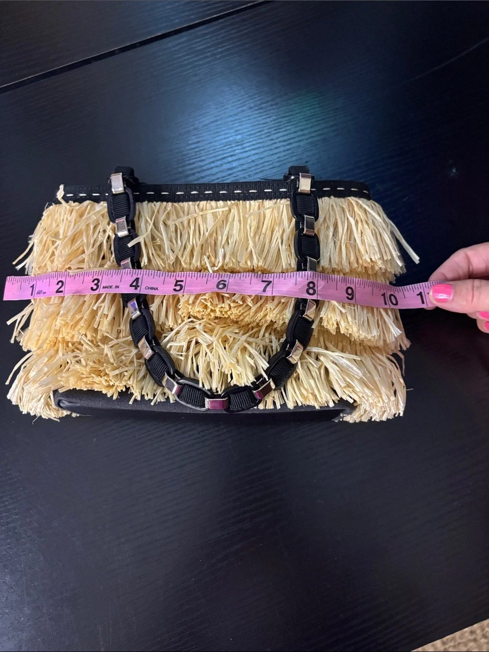 Salvatore Ferragamo Vara straw fringe bag